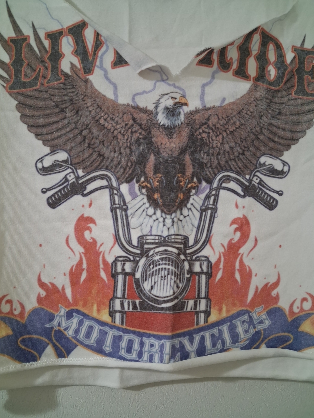 Princess Polly White Live to Ride Western Vintage Motorcycle Graphic Crop Top - Picture 13 of 16